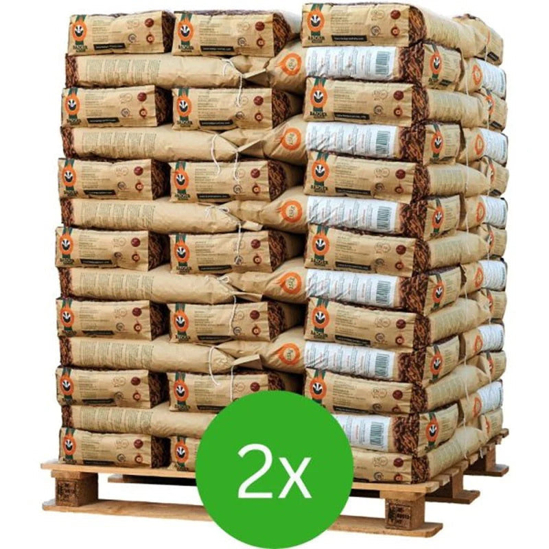 Badger houtpellets – EN+A1 & DIN+ – 2 pallets (130 zakken)
