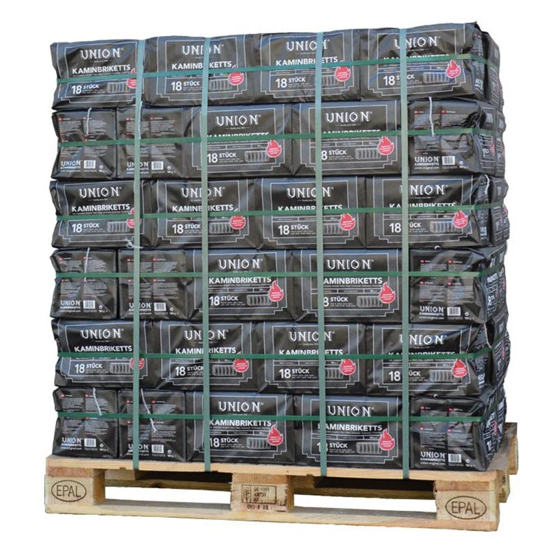 Bruinkoolbriketten in palletverpakking