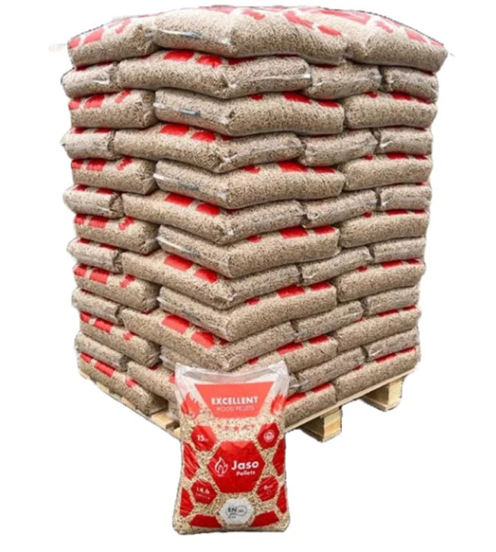 Jaso Excellent Pellets | ENplus A1 houtpellets | 3 pallets – totaal 2925 kg (198 zakken x 15 kg) | 100% Naaldhout